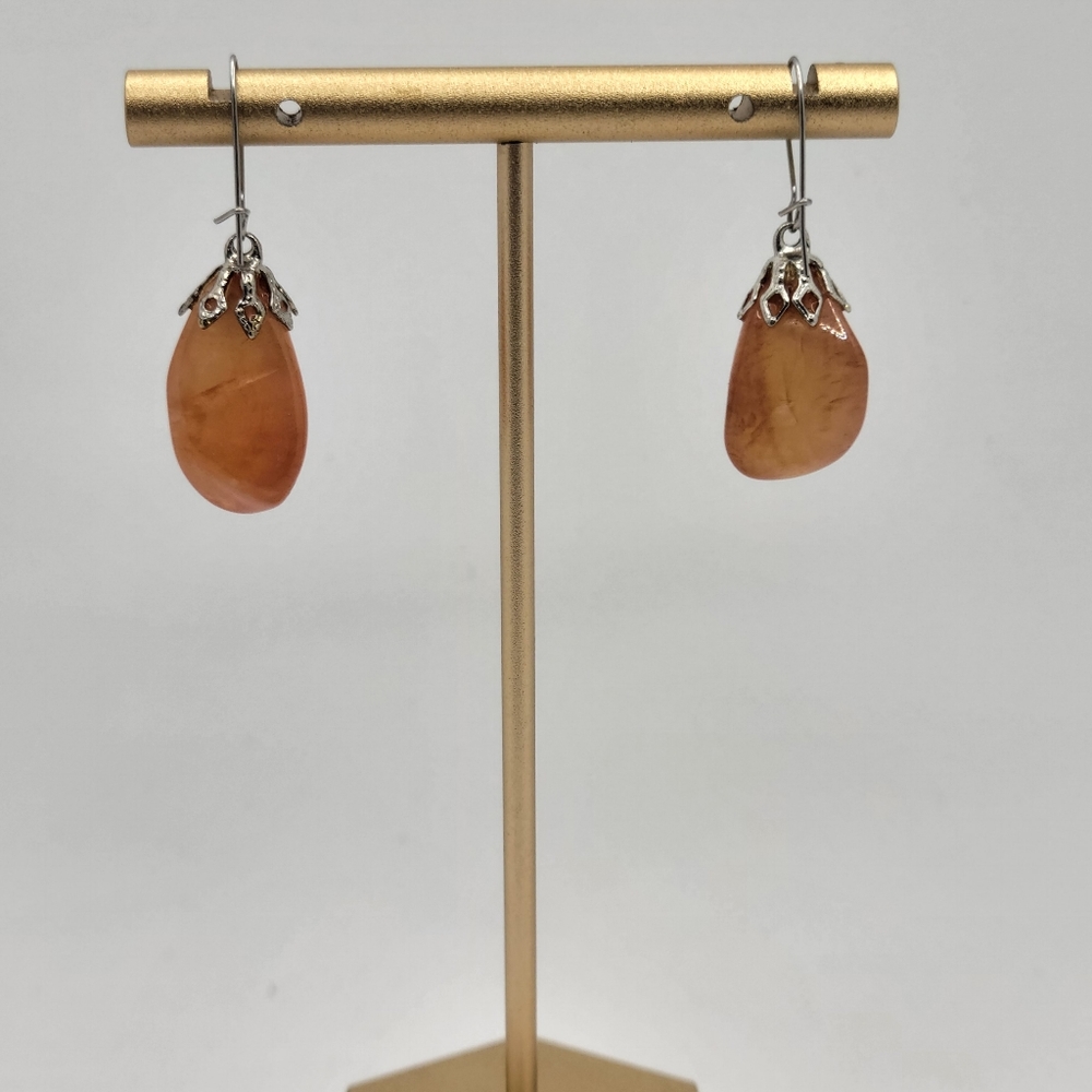 Vintage Carnelian Stone Earrings with Silver Post